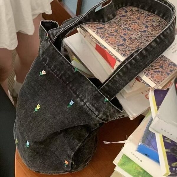 小花圖案牛仔帆布包