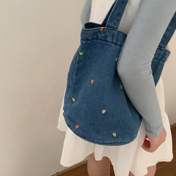 小花圖案牛仔帆布包