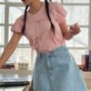 蝴蝶結裝飾短袖上衣