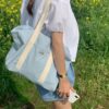 海風旅程條紋素面帆布包