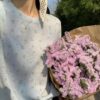 春日呢喃碎花針織短袖上衣