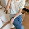 春日呢喃碎花針織短袖上衣