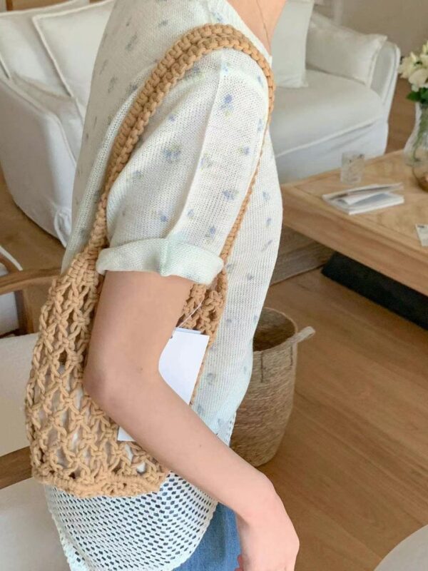 春日呢喃碎花針織短袖上衣