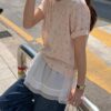 春日呢喃碎花針織短袖上衣