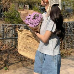 春日呢喃碎花針織短袖上衣