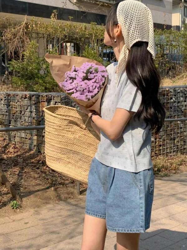 春日呢喃碎花針織短袖上衣