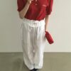 柔光漫步蕾絲腰束口休閒褲