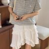簡約條紋撞色polo領上衣
