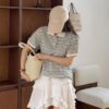 簡約條紋撞色polo領上衣