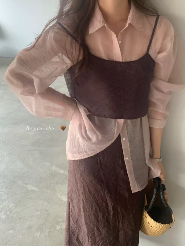 透膚感優雅氣質長袖襯衫