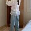 柔光花語蕾絲綁結外套