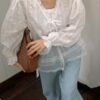 柔光花語蕾絲綁結外套