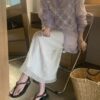 氣質美女皺皺歐根紗長裙