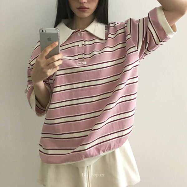 夏日節奏條紋短袖Polo衫