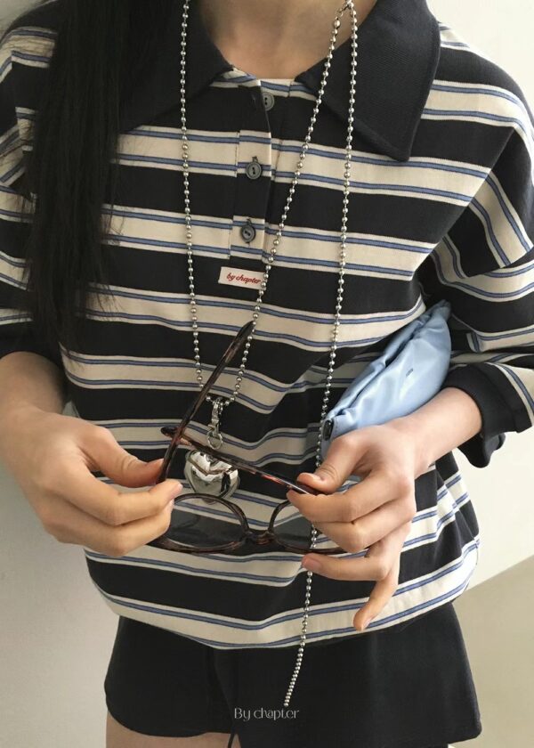 夏日節奏條紋短袖Polo衫