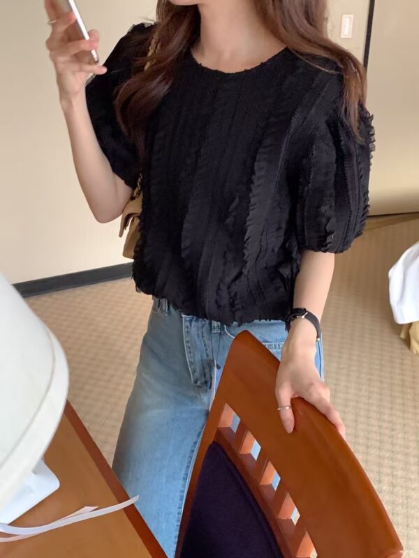 波浪蕾絲簡單上衣