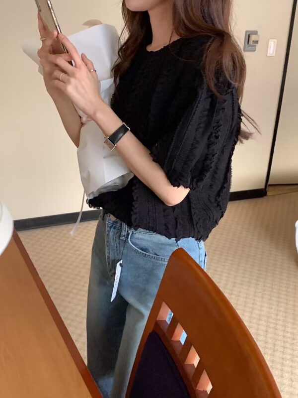 波浪蕾絲簡單上衣