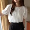 波浪蕾絲簡單上衣