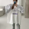 貓咪嬉戲華夫格長袖上衣