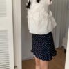 活潑少女系荷葉邊圓點圖案短裙