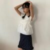 活潑少女系荷葉邊圓點圖案短裙