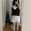活潑少女系荷葉邊圓點圖案短裙