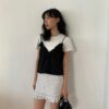 活潑少女系荷葉邊圓點圖案短裙