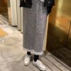 鬆緊腰圍下擺蕾絲格紋長裙