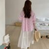 花語綻放花朵刺繡純棉長袖襯衫
