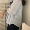 法式浪漫優雅V領七分澎袖襯衫
