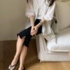 法式浪漫優雅V領七分澎袖襯衫