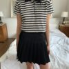 簡單生活短袖翻領條紋合身上衣
