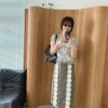 復古立體小花拼接設計感長裙