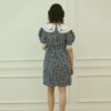 春光甜茶格紋蕾絲領子澎袖洋裝