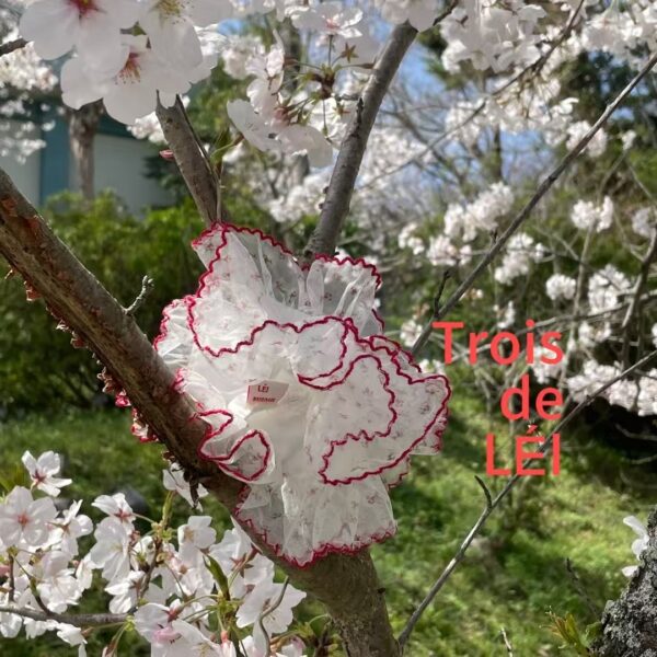 法式浪漫感藍色緞帶蕾絲髮圈