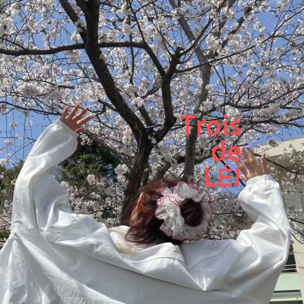 法式浪漫感藍色緞帶蕾絲髮圈