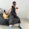 清新野餐日短袖長洋裝