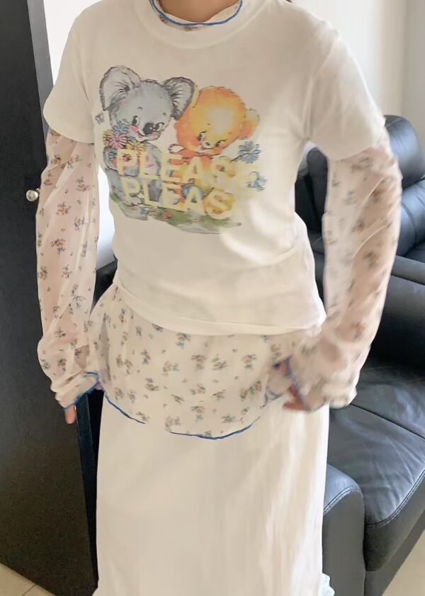 夢幻碎花雪紡內搭T恤