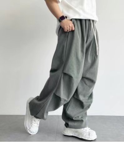 皺褶設計感寬褲(unisex)