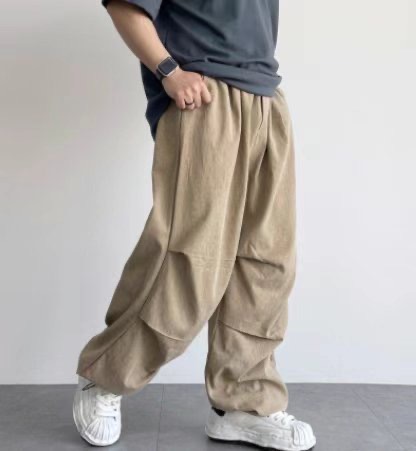 皺褶設計感寬褲(unisex)