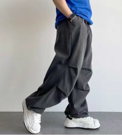 皺褶設計感寬褲(unisex)