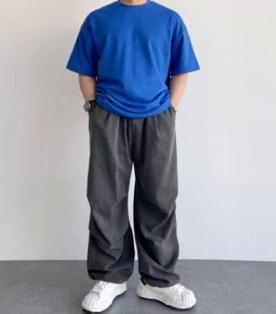 皺褶設計感寬褲(unisex)