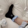 蝴蝶結格紋拼接短襪