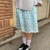 豹紋鬆緊腰綁帶蕾絲裙