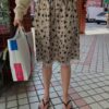 豹紋鬆緊腰綁帶蕾絲裙