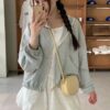 小格子薄款拉鍊外套