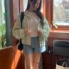 小格子薄款拉鍊外套
