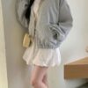 小格子薄款拉鍊外套