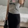 girls愛心圖樣拼接棒球T恤