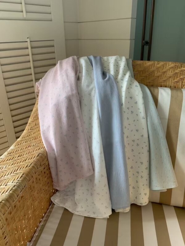 蕾絲小腰間碎花圖案長裙